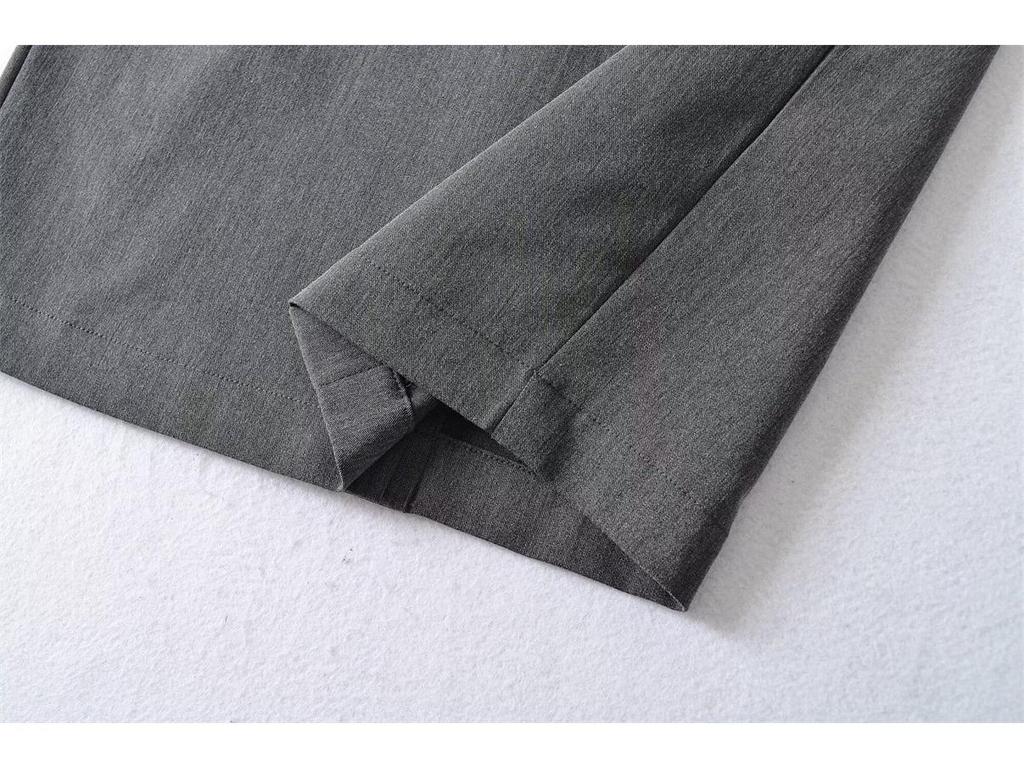 Women's Gray Seven-Sleeve Waist-Cinched Elegant Square Neck Slim Fit Retro Dress for Spring/Summer