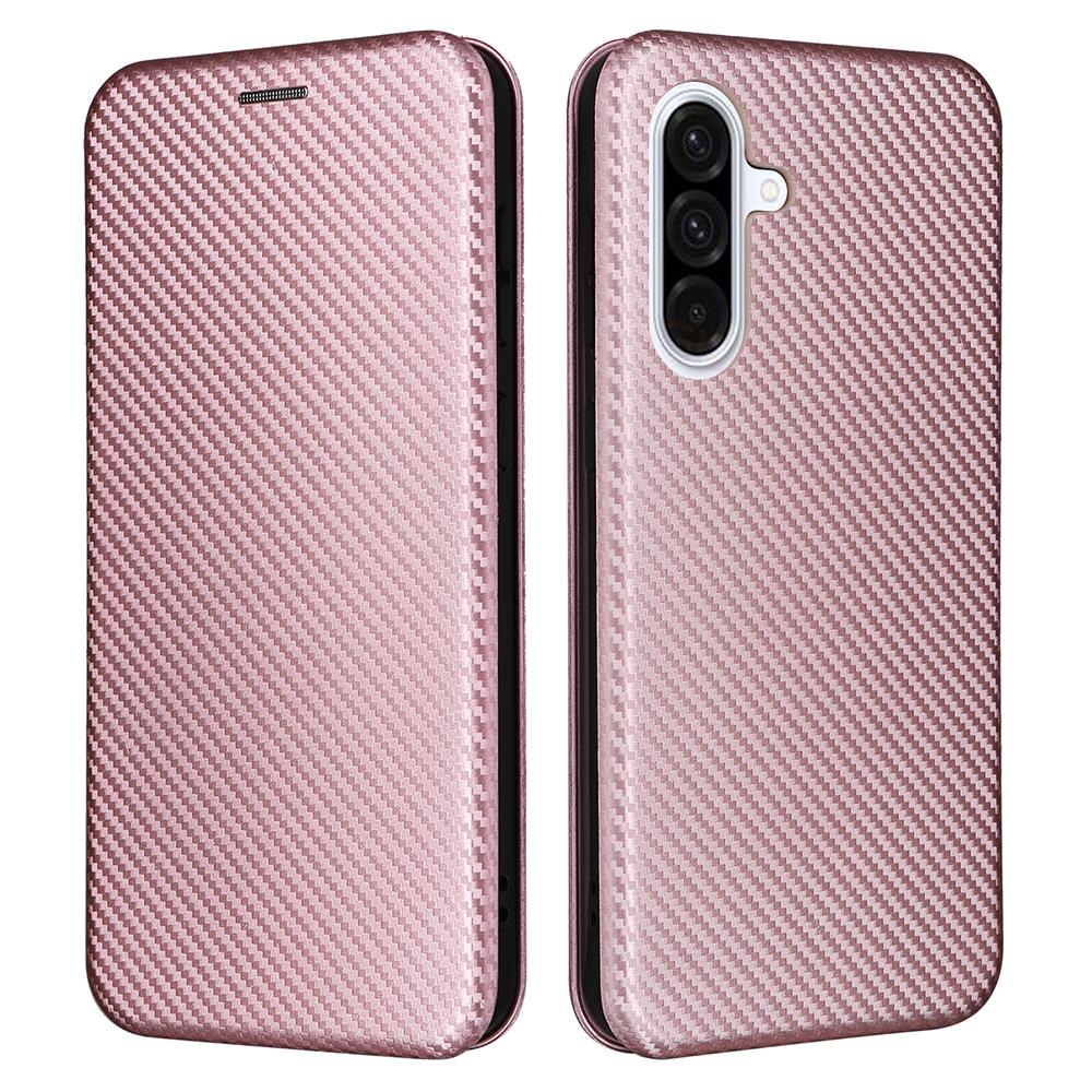 

Для Samsung Galaxy A36 5G чехол с текстурой из углеродного волокна, устойчивый к падениям, чехол из искусственной кожи Rose Gold