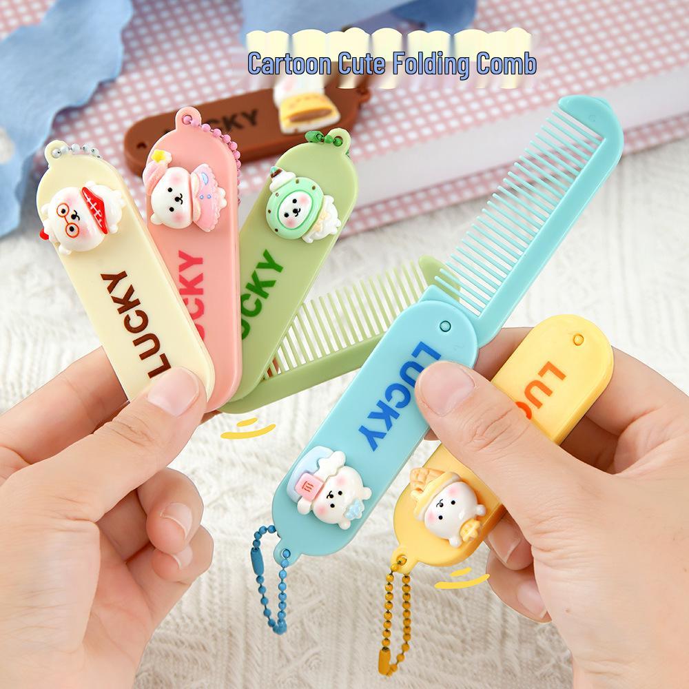 Portable Cartoon Folding Comb for Kids & Women's Bangs - Cute & Compact Hair Styling Tool