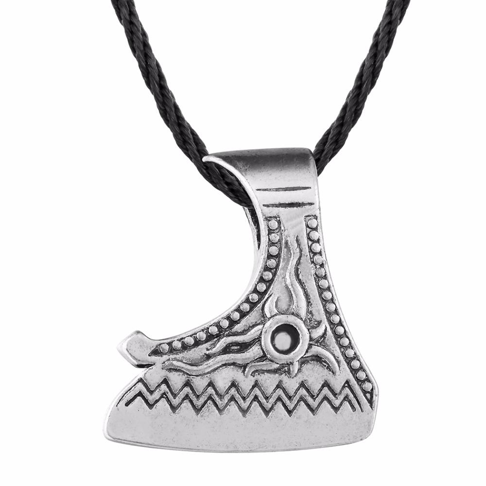 Kinitial Retro Nordic Vikings Charm Necklace Rune Axe Amulet Runes Pendant Scandinavian Choker Necklaces Bijoux