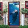 Underwater World Wallpaper 3D Door Sticker Self Adhesive PVC Fish Dolphin Poster For Kids Girls Room Home Door Decoration Murals