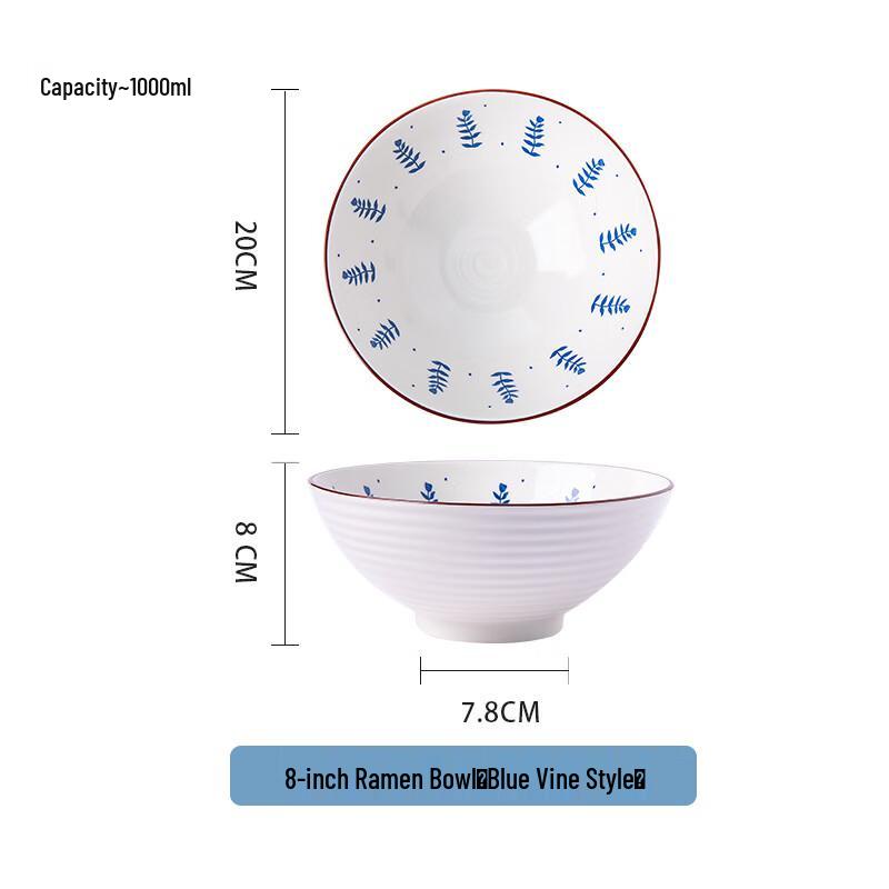 Ruhan Japanese Style Ceramic Ramen Bowl (Set of 2)