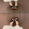Retro Niche Crossed with Open-toed Slippers for Women's Summer Wear 2cm Small Thick Heels, Not Tired Feet, Beautiful Sandals