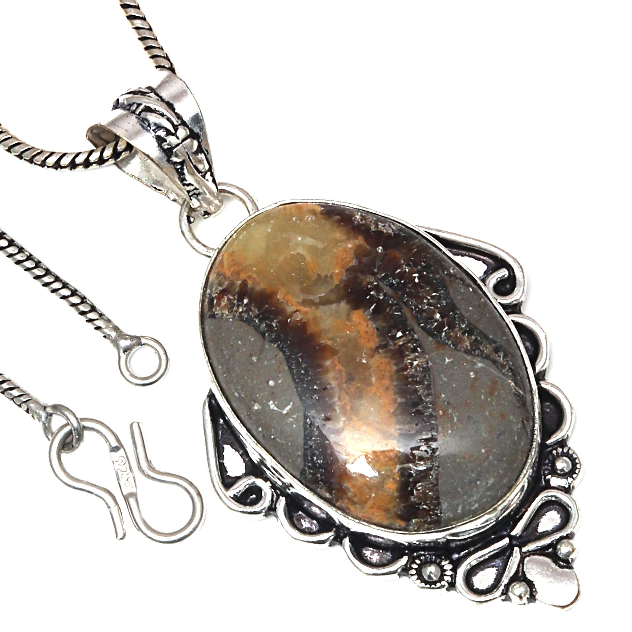

Подвеска Septarian Jasper Gemstone Handmade Valentine Day Silver Jewelry 2