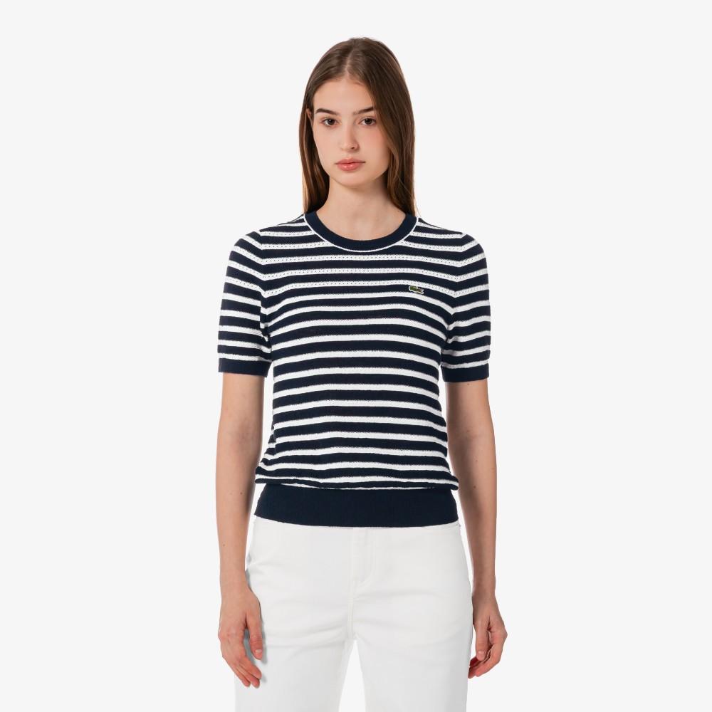 Lacoste Women's Bouclé Stripe Short-Sleeve Sweater AF251E-56G166