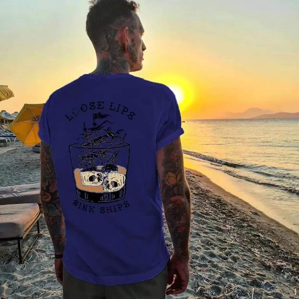 2024 Summer Men's 3D Printing Short Sleeved Comfortable Shirt with Weird Pattern Print, Smooth Summer T-shirt Elastic Breathable