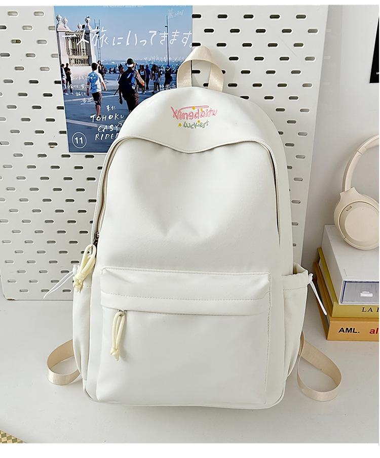School bag letter simple Mori backpack ins style casual versatile commuter college student school bag large capacity solid color backpack