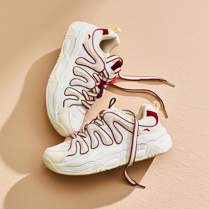 Anta Milkshake 2 Autumn Sports Height Increasing Wear Resistant Low Top Casual Shoes Women Casual Shoes White Pink 122548881-4