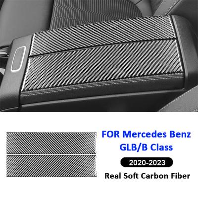 Para Mercedes Benz Classe B GLB - Painel de Acabamento da Tampa da Caixa de Apoio de Braço da Consola Central do Carro Adesivo de Decoração Interior em Fibra de Carbono