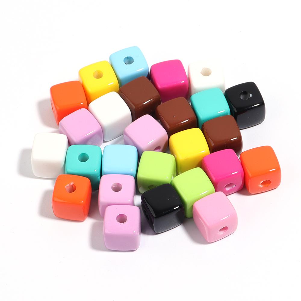 10pcs/Lot Acrylic Square Shape Beads Baking Varnish Cube Spacer Bead for DIY Original Bracelet Necklace Charms Jewelry Making