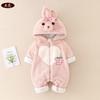 Baby Mädchen Winter Verdickter Strampler mit Füßen und Kapuze Langarm Prinzessinnenstil 66-90cm Säuglinge