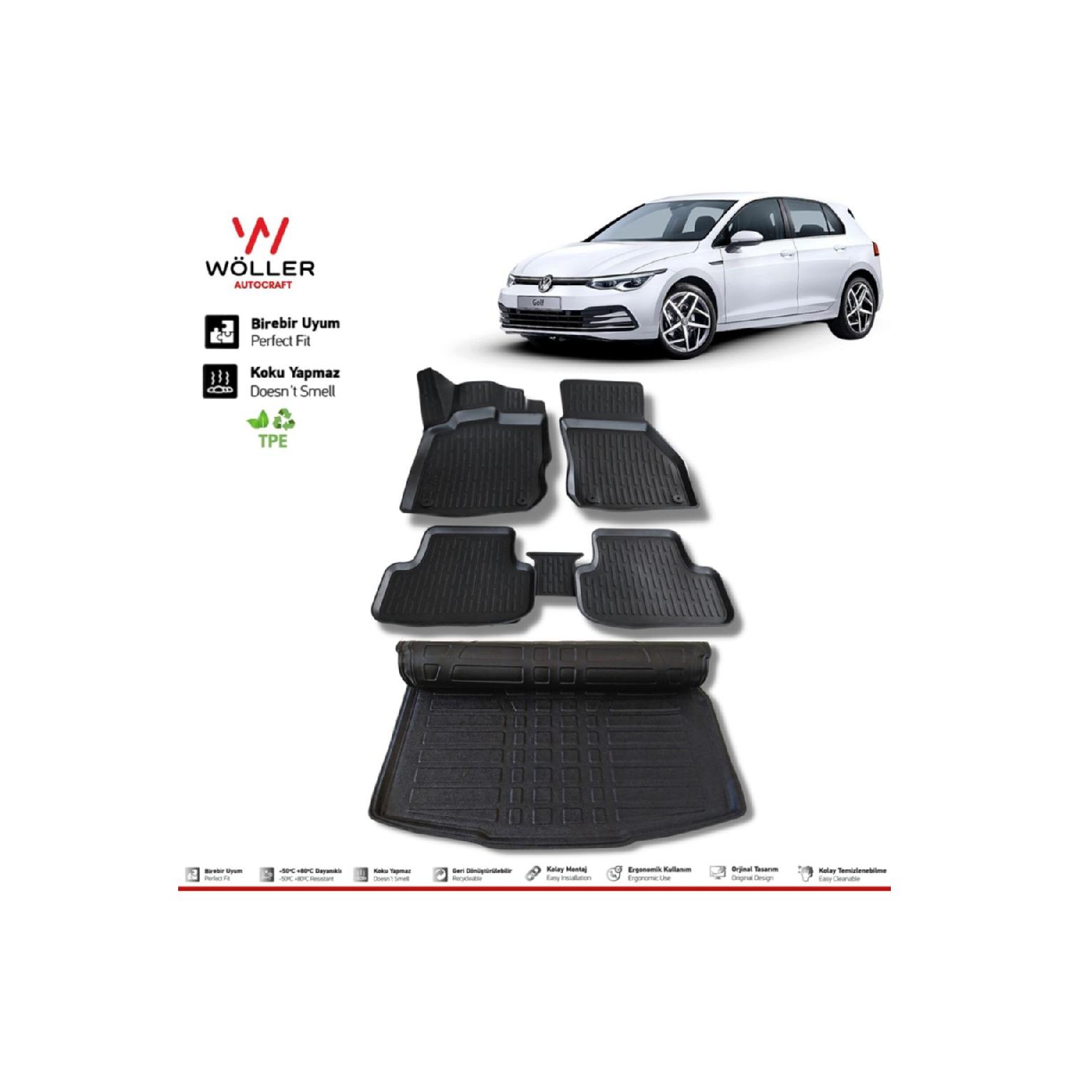 

Комплект багажника Vw Golf с 8 ковриками, начиная с 2021 г., 3d Ultraflex Set