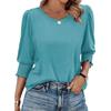 Women's Clothing, Spring, Loose, Casual, Printed, Seven Quarter Sleeves, Round Neck, T-shirt, Top