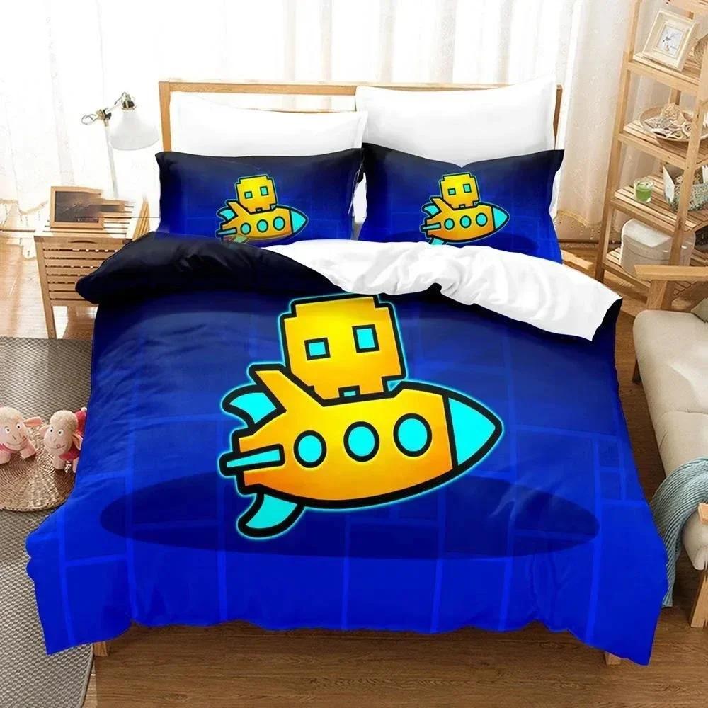 

3D Game Geometry Dash Bedding Set Printed With Pillowcase Bed Duvet Cover Soft Queen King Size Bedclothes Home Boys Girls Adults 70x133cm 2pcs