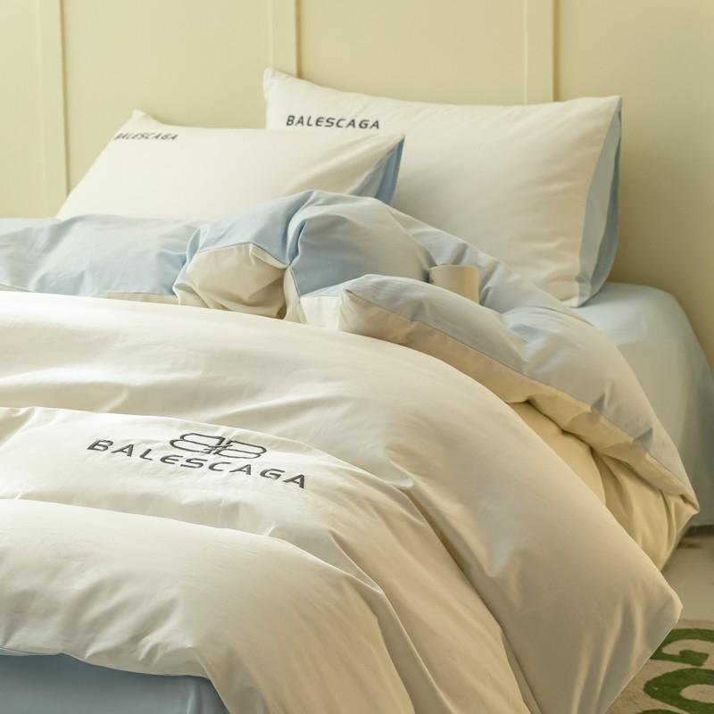 Light luxury double 120 count long-staple cotton bed four-piece set of pure cotton sheets and fitted sheets embroidered duvet cover and duvet cover