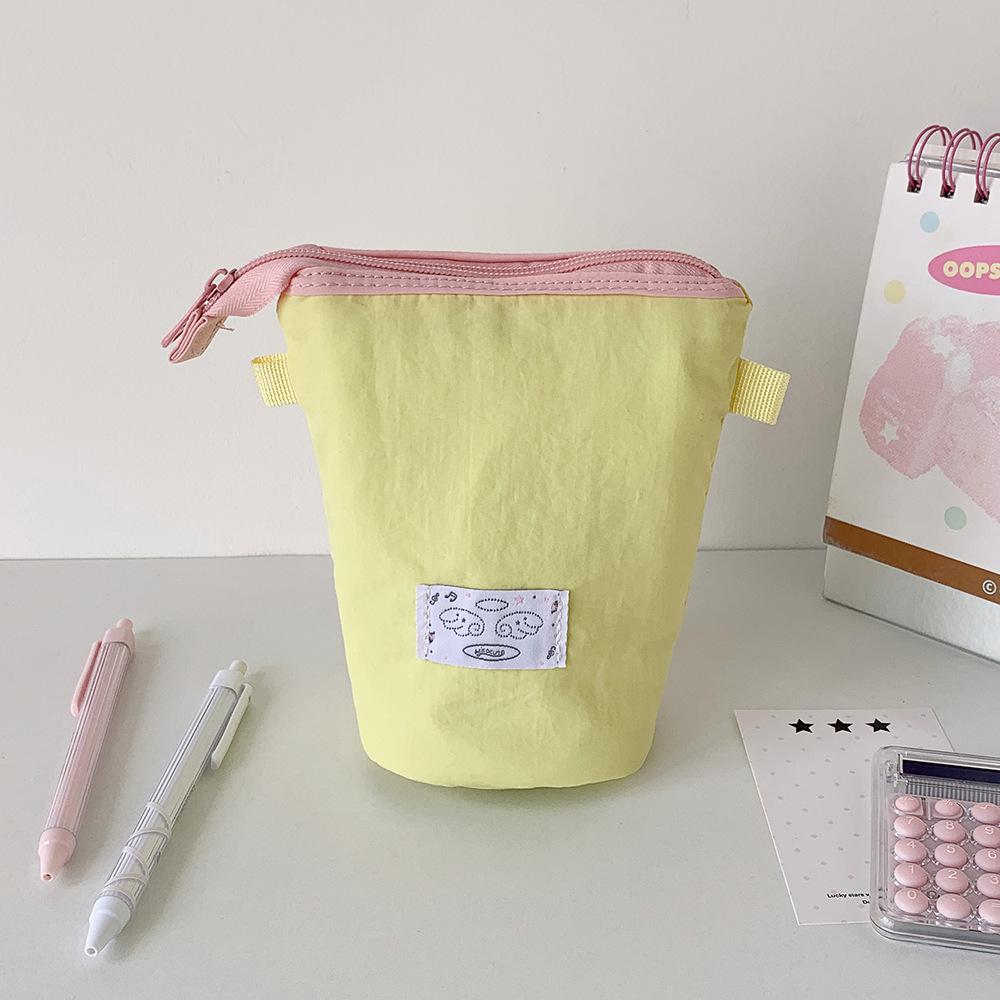Korean Girl Round Dot Stationery Bag Pencil Case Desktop Pen Holder Zipper Coin Purse Coin Pouch Kids Cute Purse Makeup Bag