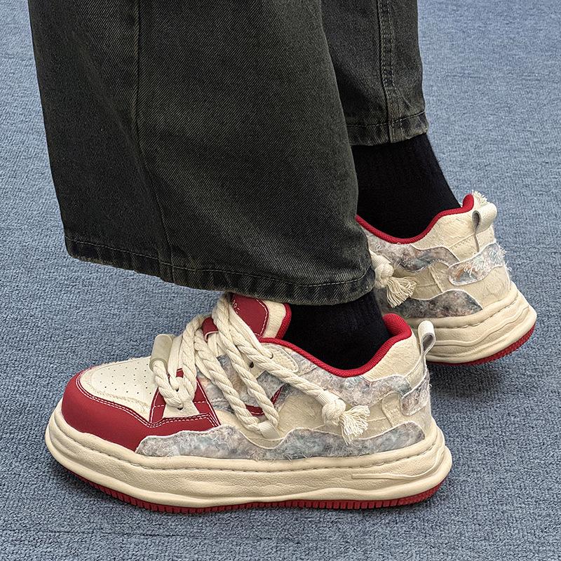 New CM invisible inner height increase dissolved bottom color matching couple board shoes platform casual shoes