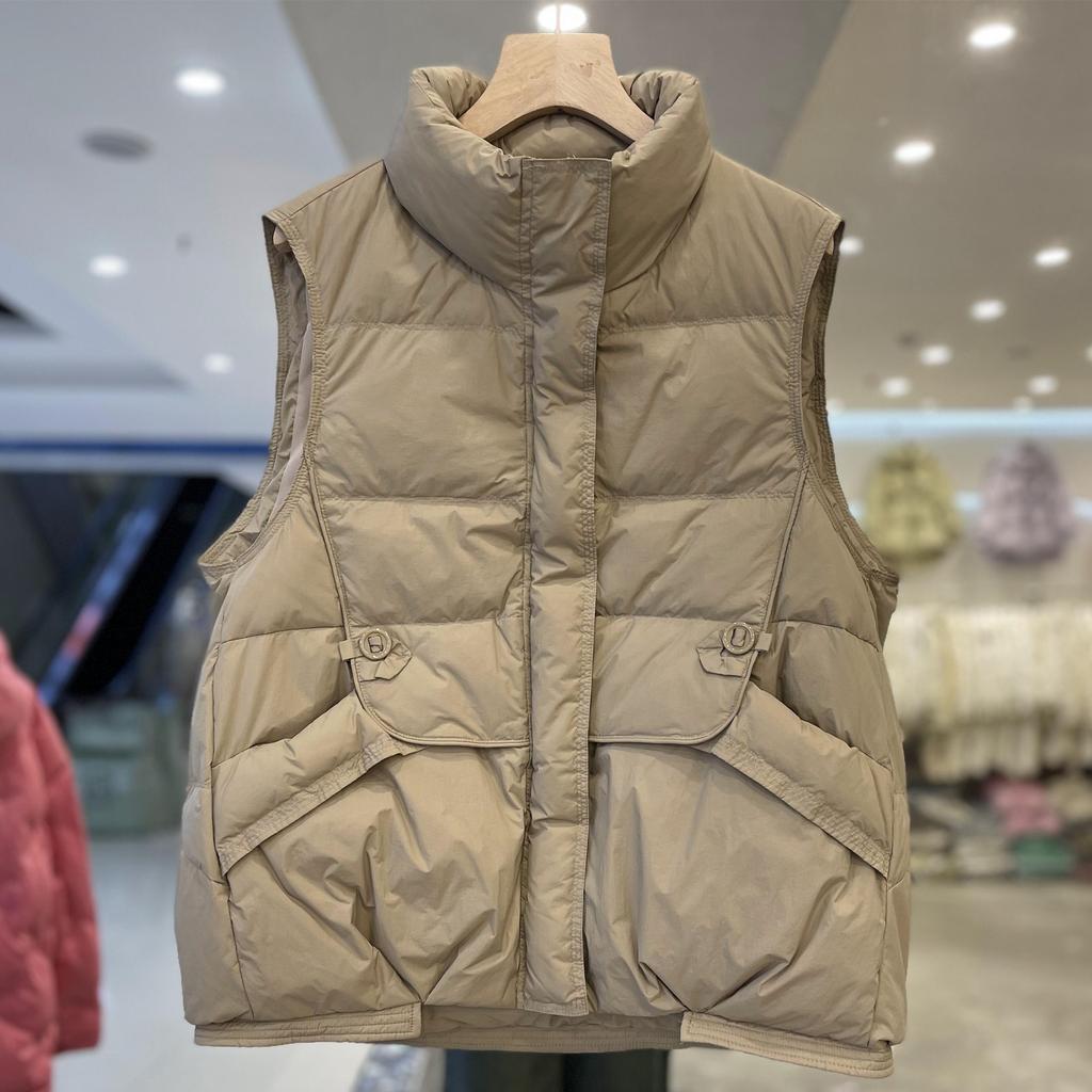 Women S Short Stand Collar Padded Vest Loose Fit Winter Casual Outerwear