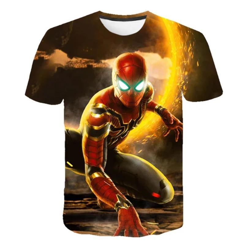 Summer Men's 3D Printed Marvel Superhero Spider-Man Pattern T-Shirt - Street Round-neck Short Sleeve Adult Sports Shirt