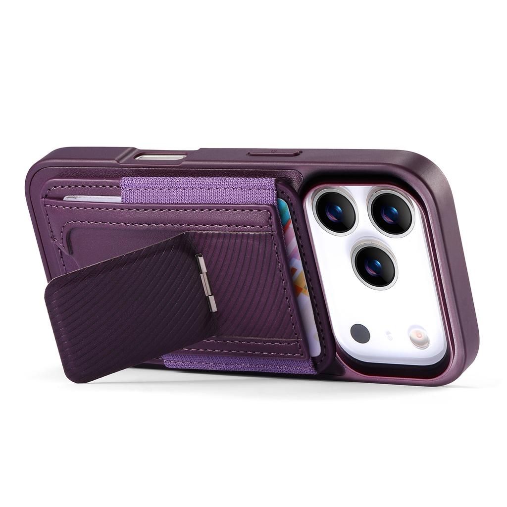 CASENEO For iPhone 17 Pro Case with Foldable Kickstand TPU PU Leather PC Card Bag Magnetic Phone Cover  Compatible with MagSafe