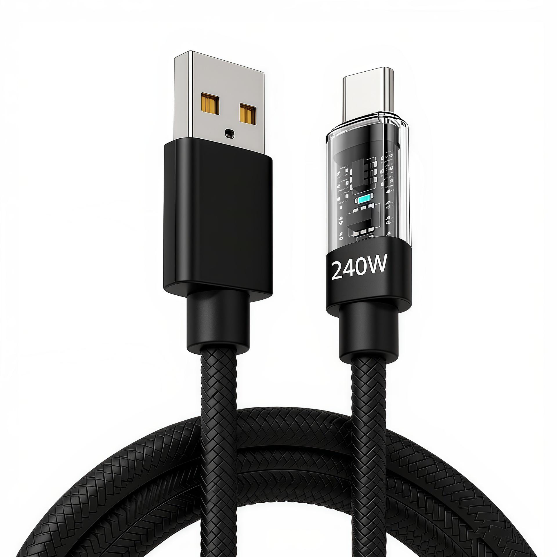 240W Super Fast Type-C Charging Cable for Huawei, Honor, Apple, Samsung, Xiaomi USB-C Black / Domestic Only