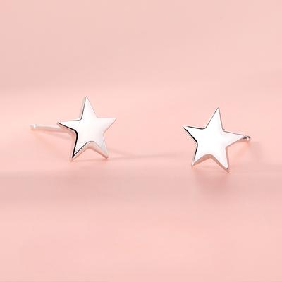 Brincos de pino de pentagrama de prata 925 Brincos de pino da moda Minimalista Simples Feminino Pequeno Nicho Temperamento Verão Estilo Hipster Brincos todos os jogos