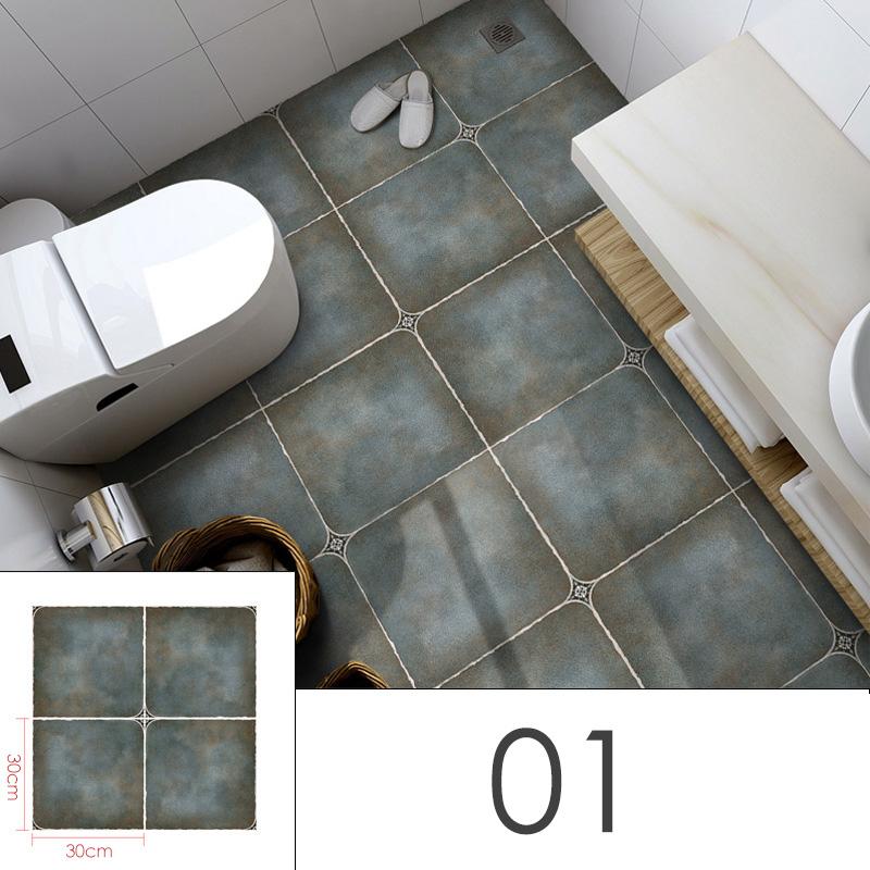 8Pcs Wall Sticker Self Adhesive Tiles Waterproof PVC Floor Stickers Marble Bathroom Ground Wallpapers Bedroom Retro Tile Sticker