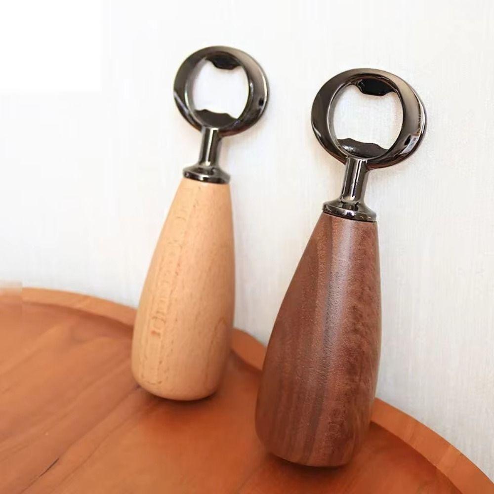 Stainless Steel Beer Bottle Opener Creative Wooden Bottle Opener Beer Can Opener Kitchen Tools