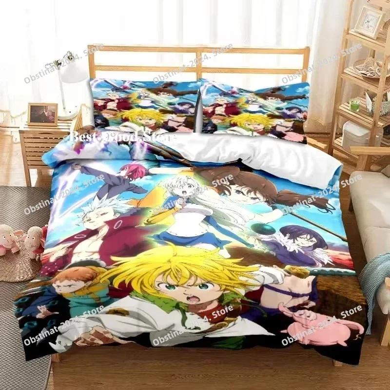 Nouvel Anime Les Sept Péchés Capitaux Al Saison Ensemble Lit Jumeau Ensemble de Linge de Lit Imprimé Avec Taie d'Oreiller Lit Doux Housse de Couette Douce Simple Double
