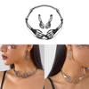 Gothic Skull Necklace Earrings Set With Alloy Pendant For Halloween Costume Accessories