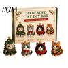 Festliches Feiertagsgeschenk 3D Perlen-Bastelset, Lebensechtes Weihnachtstier-Perlenbastelset, Partygeschenk Handgemachtes Einfaches Stickset für Kinder und Erwachsene Katze