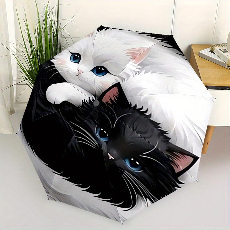 

Yin Yang, Cats Automatic Folding Umbrella 8 Ribs, Durable Iron Frame, Bright Color Pattern Compact Travel Umbrella, Suitable for Outdoor, B