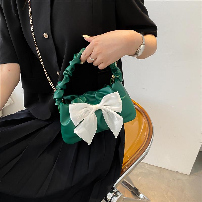 This year's popular small bag women's 2025 new fashion trend chain crossbody cute bow shoulder armpit bag