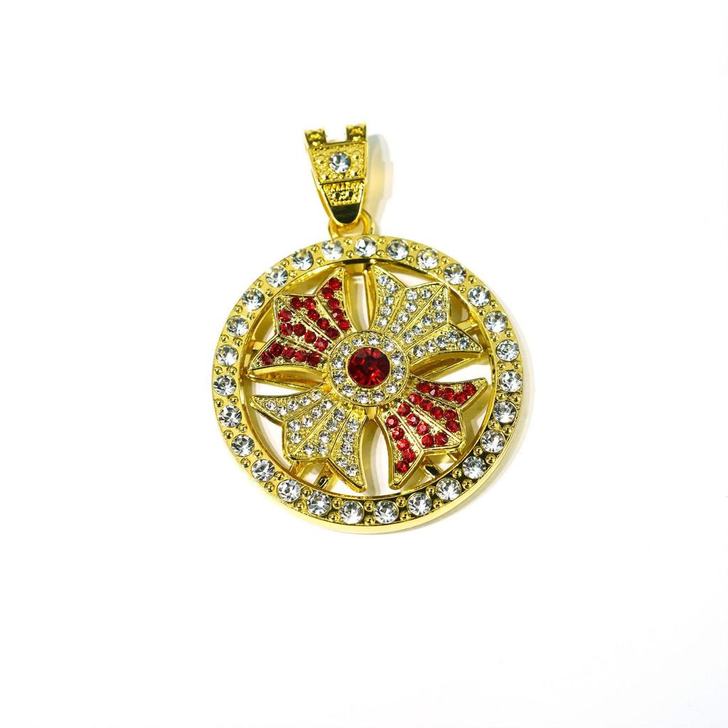 Fashion Trend Rotatable Cross Alloy Pendant Hip-hop European and American Style Men's Cuban Chain Necklace Accessories