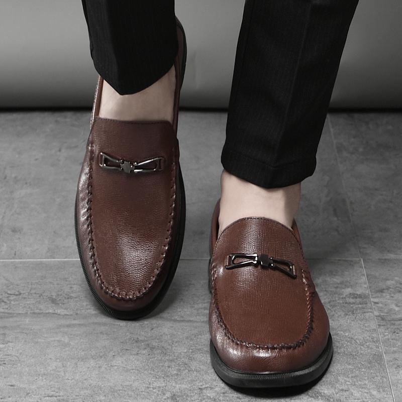 Fashion Luxury Quality Loafers Men's Slip-On Leather Brown Designer Men Shoes Soft Sole Comfortable Leather Shoes Business Dress Fashion