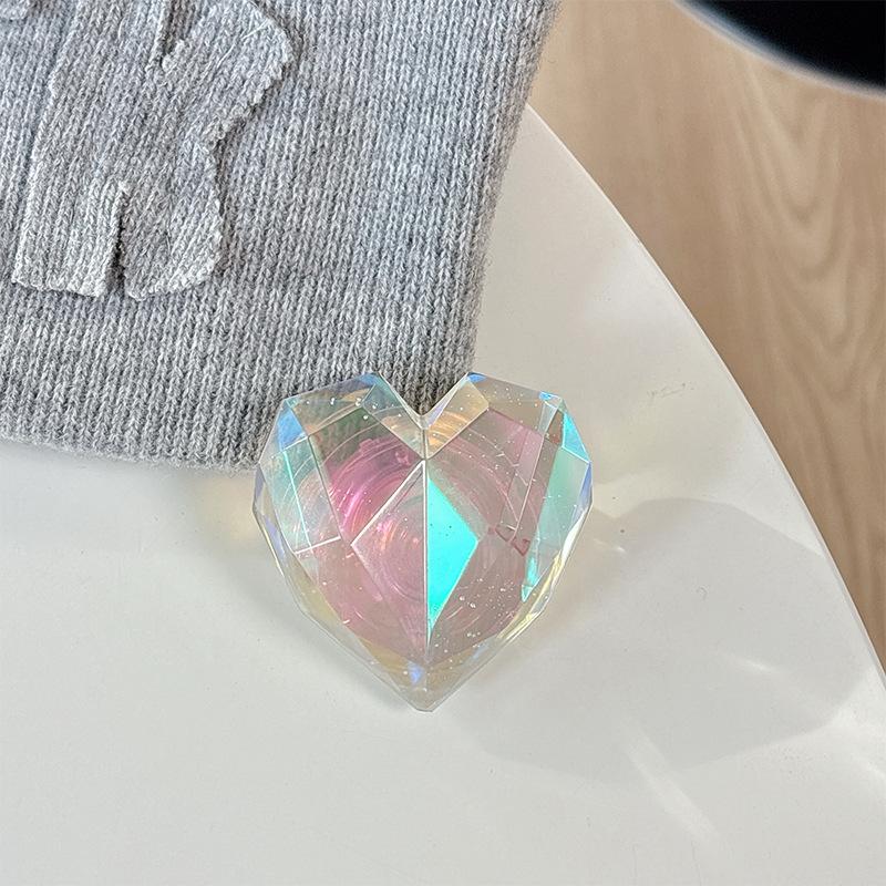 Magnetic Paste Three-Dimensional Laser Heart-Shaped Creative Desktop Drama Mobile Phone Airbag Bracket Transparent Telescopic Ring