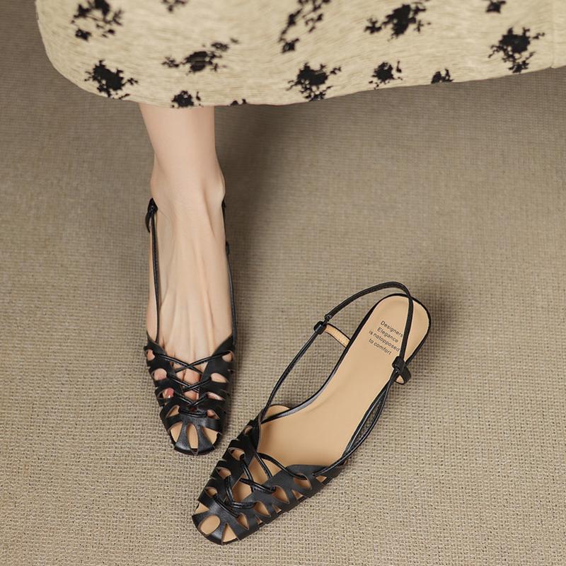 Fashion NEW Summer Women Sandals Cover Toe Strange Heel Shoes Genuine Leather Shoes Women Hollow Weave Ankle Strap Shoes Modern Sandals