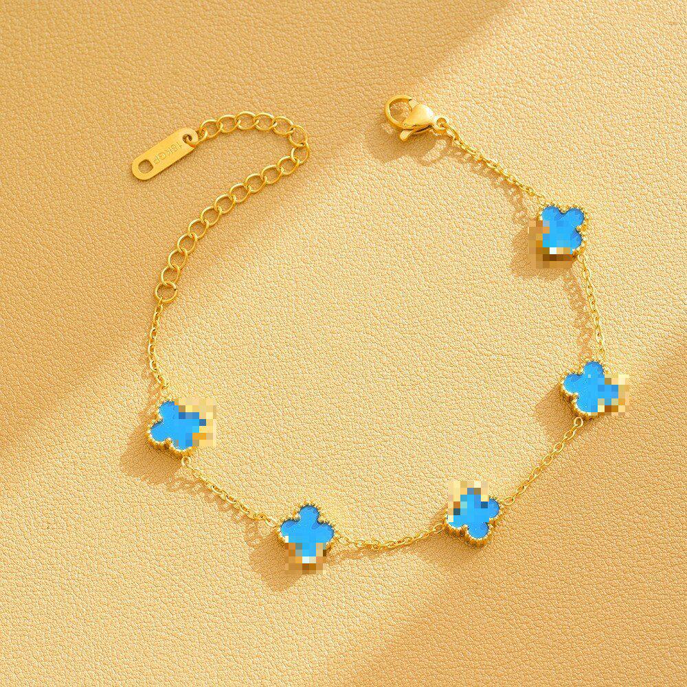 High-End Titanium Steel Four-Leaf Clover Bracelet with Shell Pendant – Durable, Fade-Resistant Design