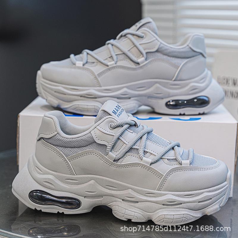 

Модные мужские кроссовки с высоким верхом, мягкой подошвой, удобная повседневная обувь, уличная молодежная обувь на толстой подошве, увеличивающая рост, спортивная обувь для бега 44 серый