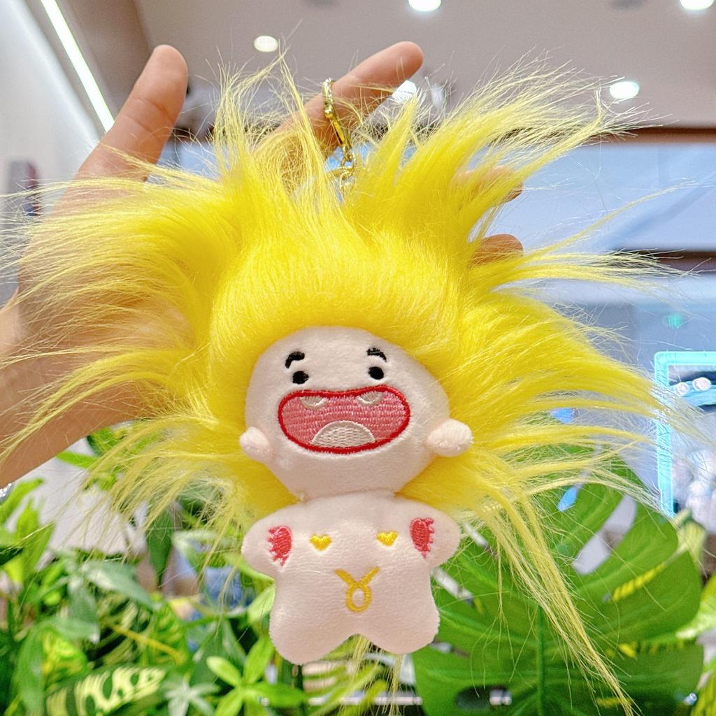 Uroczy breloczek bawełniany lalka z brakującym zębem - Kreatywna pluszowa zabawka i dekoracja plecaka