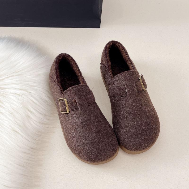Winter new women's shoes wear retro velvet thickened warm flat two wear lazy casual shoes cotton shoes