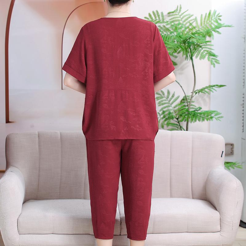 מידות פלוס 3XL-7XL חליפת קיץ לנשים אוברסייז קז'ואל אלגנטי אלגנטי עם שרוולים קצרים סטים של מכנסיים רפויים בגדי קיץ באיכות גבוהה