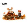 Waterproof Pvc Decals Mouse Wall Stickers, PVC Autumn Retro Fairy Tale Decals, Removable Peel Forest Animal Art And Stick for Kindergarten Indoor