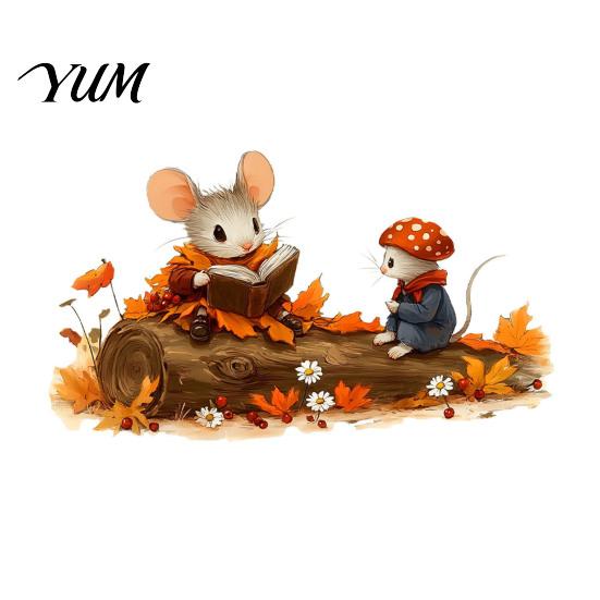 Waterproof Pvc Decals Mouse Wall Stickers, PVC Autumn Retro Fairy Tale Decals, Removable Peel Forest Animal Art And Stick for Kindergarten Indoor