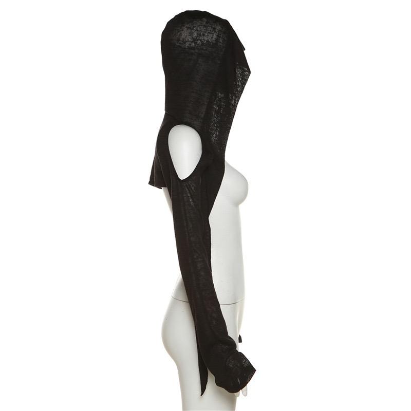 Trička s dlouhým rukávem a kapucí Sexy trička Harajuku Ženy Y2k Estetický Grunge Streetwear Crop Top Tenký Cardigan