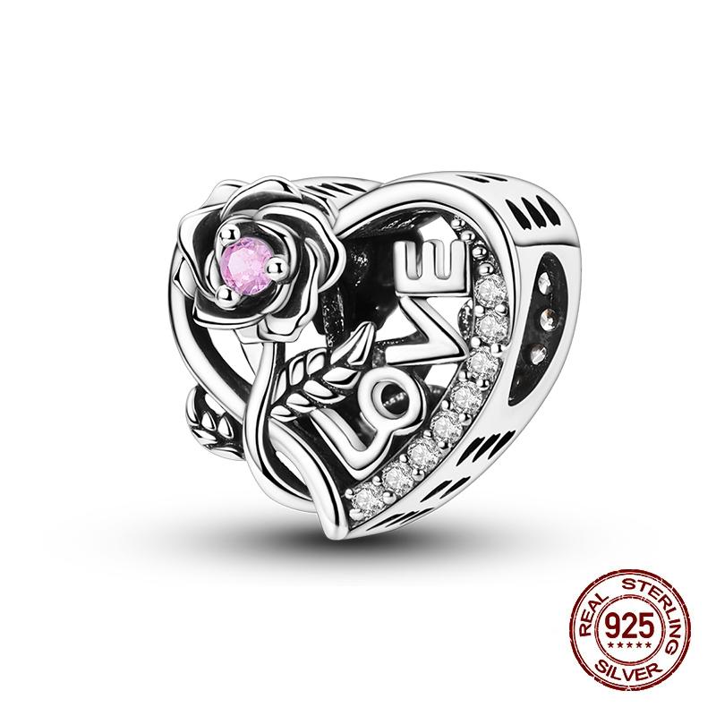 Copper Heart Dog Cat Warm Family Charms Beads Fit 3Mm Original Bracelets Fine Diy Mother'S Day Jewelry Gift