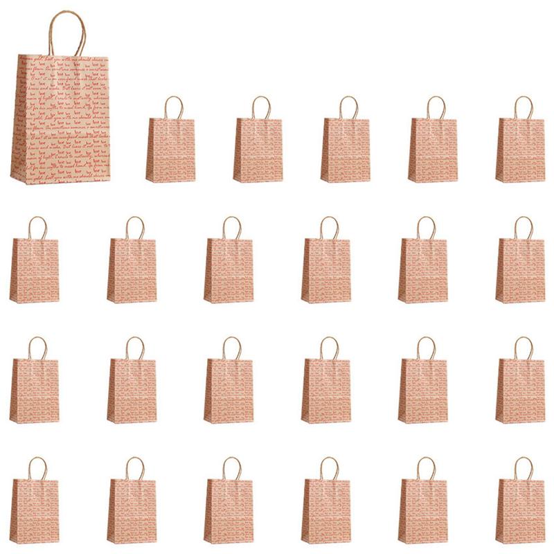 

AEE4-24 Pcs Valentines Day Gift Bags, Candy Bags Goodie Bags With Handles Heart Love Paper Bags For Wedding And Valentine