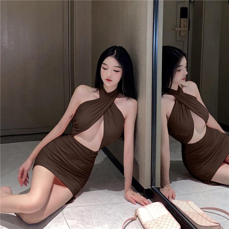 Sexy backless short skirt, pure and alluring style, 2026 summer new tight slim fit, hip-hugging short skirt, drawstring dress for women