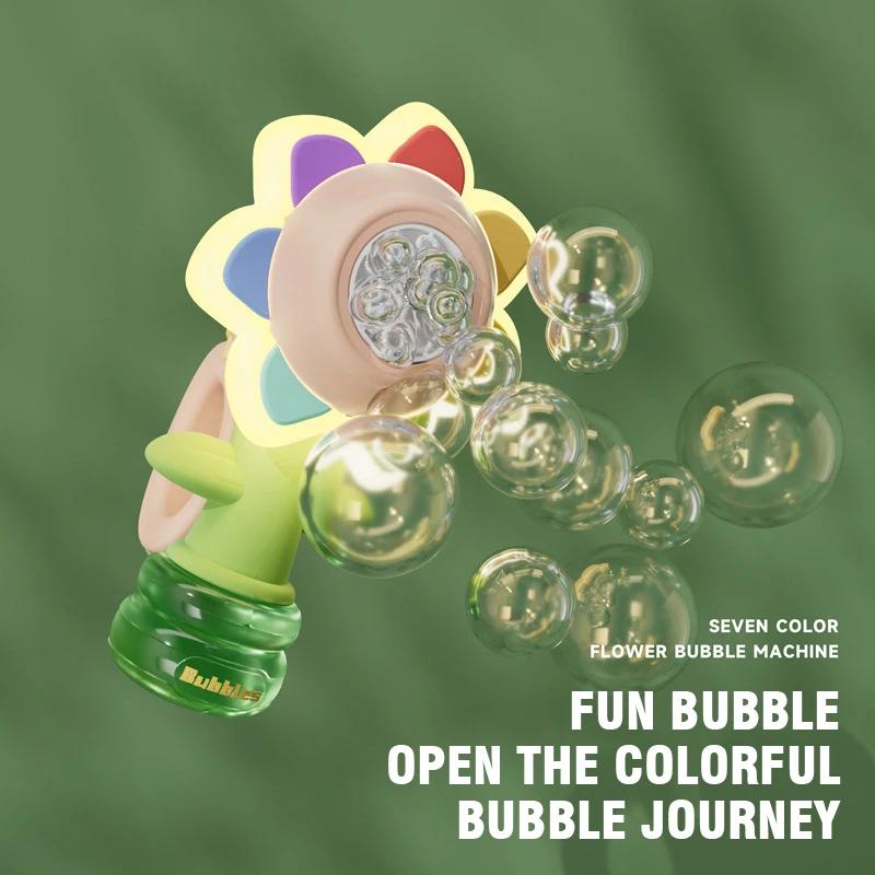 Sunflower Bubble Machine Swing Electric Automatic Bubbles Maker Pomperos Summer Soap Blower Outdoor Toys for Girls Children