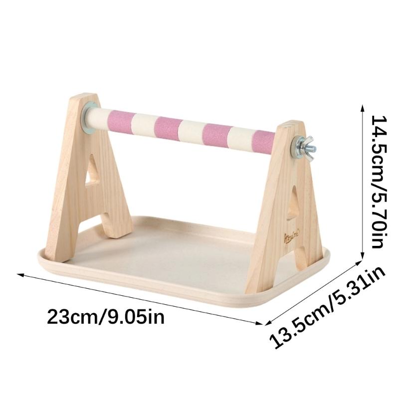 Solid Wood Parrots Resting Perch Sanded Surfaces Design Trimming Stand For Nail Beak Trimming And Interaction Activity Toy